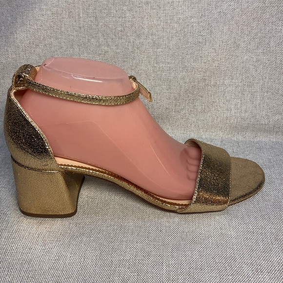 Jcrew Metallic Gold Penny Sandal With Ankle Strap. Size 9 - Picture 4 of 12